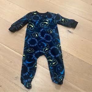 Nike blue pj pajamas fleece onesie 9 months